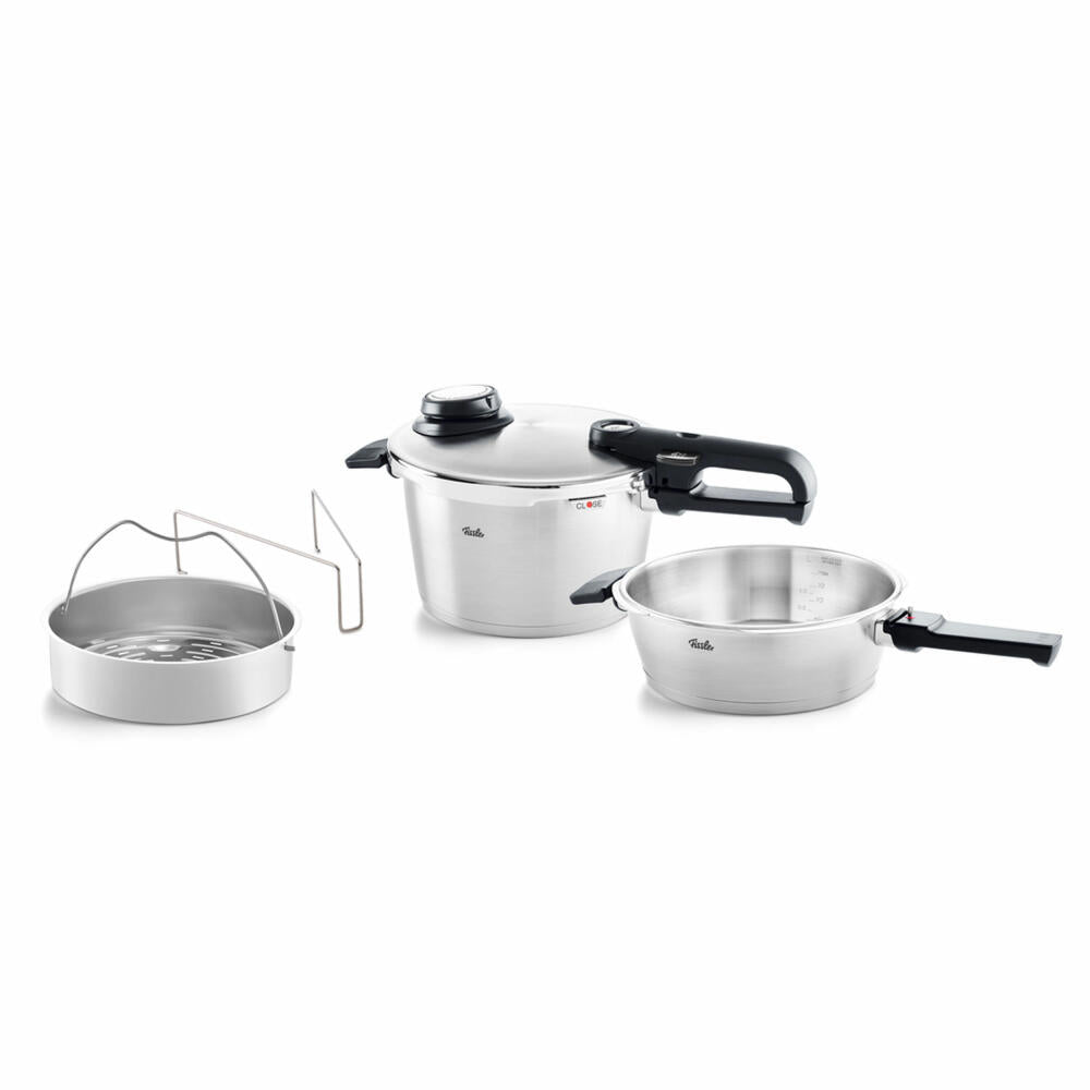 Fissler Vitavit Premium Set Schnellbratpfanne 2.5 L mit Schnellkochtopf 4.5 L und Einsatz, 622-412-11-070