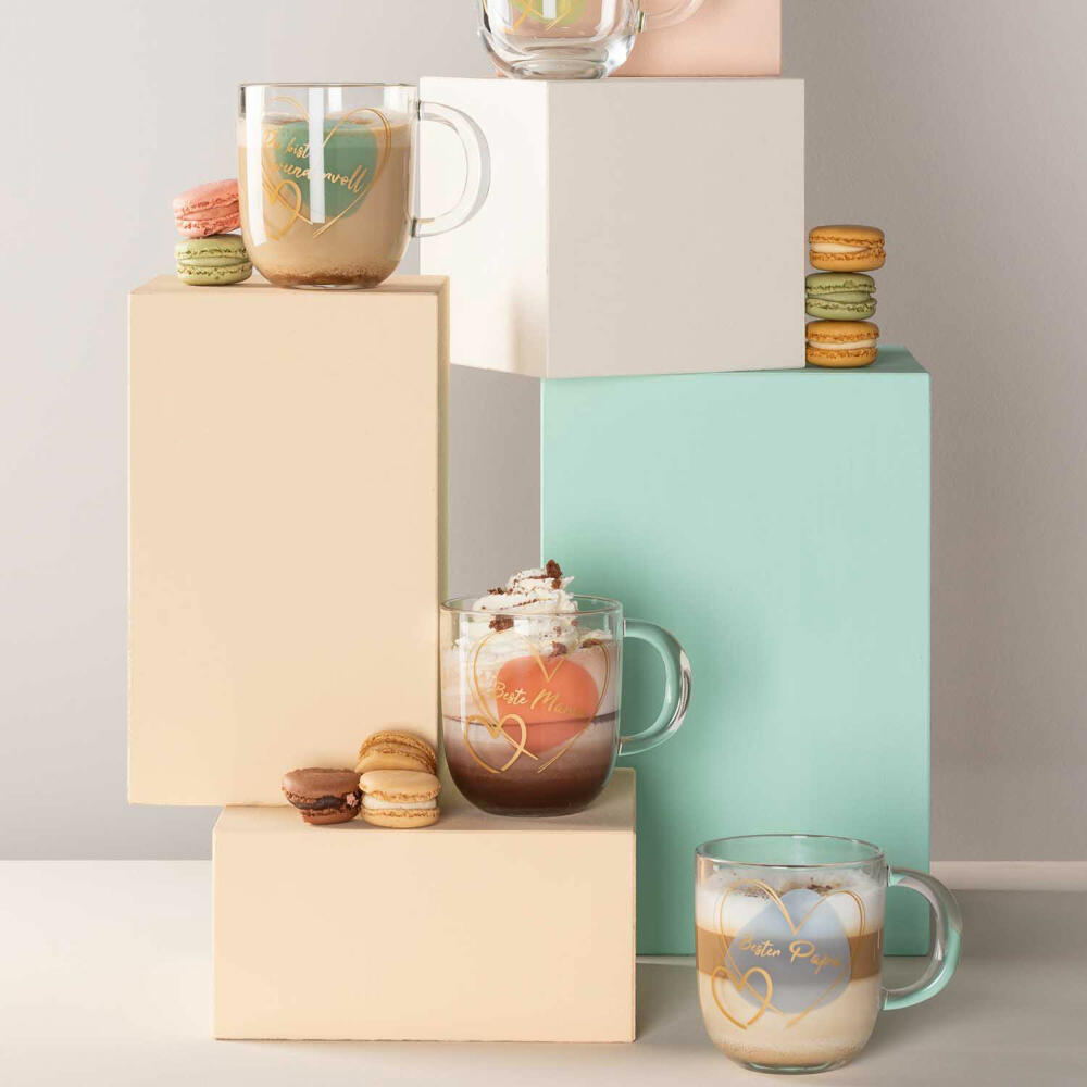 Leonardo Mug Emozione Best Mom, Mug with Handle, Soda-Lime Glass, Apricot, 400 ml, 033228