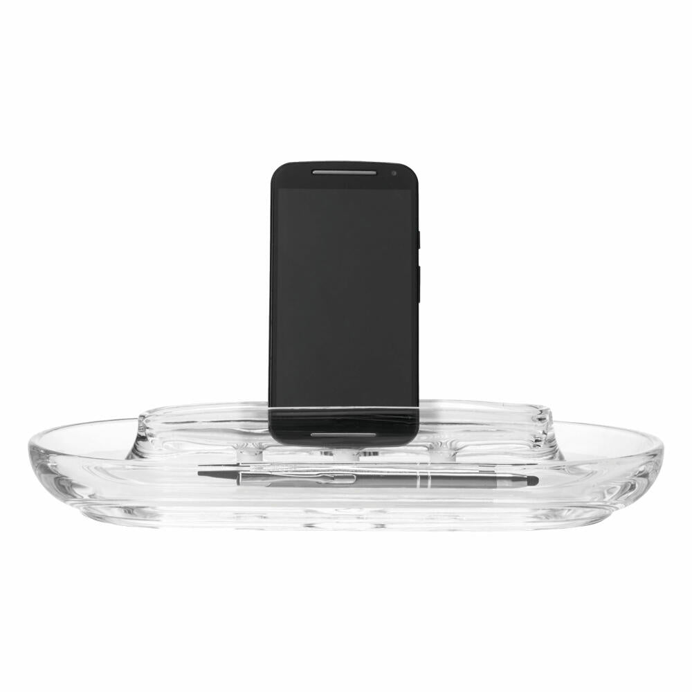 Leonardo Pronto desktop tray, smartphone tray, tablet, pen tray, desk organizer, glass, 30 cm, 029646