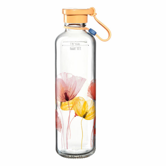 Leonardo Flasche In Giro Flower, Trinkflasche, Getränkeflasche, Wasserflasche, Glasflasche, Glas, Orange, 750 ml, 029120