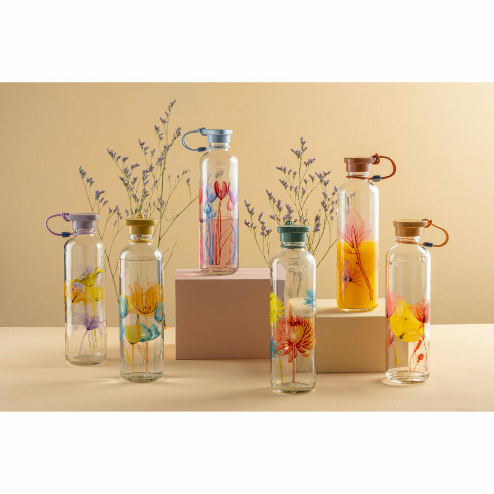 Leonardo Flasche In Giro Flower, Trinkflasche, Getränkeflasche, Wasserflasche, Glasflasche, Glas, Orange, 750 ml, 029120