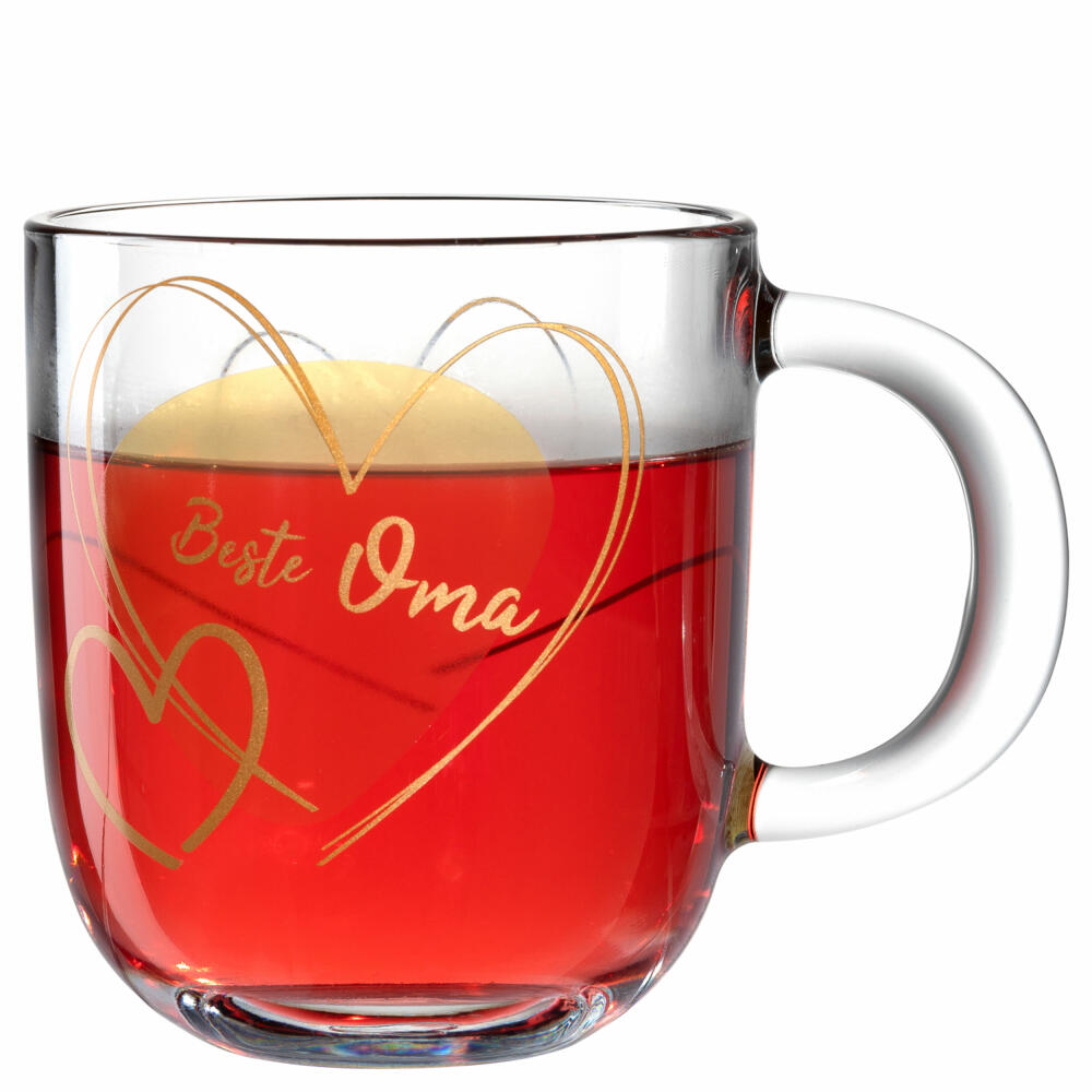 Leonardo Mug Emozione Best Grandma, Mug with Handle, Soda-Lime Glass, Yellow, 400 ml, 033226