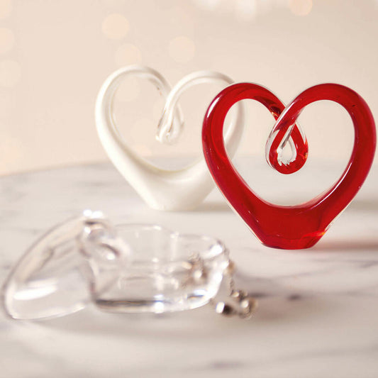 Leonardo sculpture heart EMOZIONE, decorative object, decorative figure, decoration, soda-lime glass, red, 9.7 cm, 032939