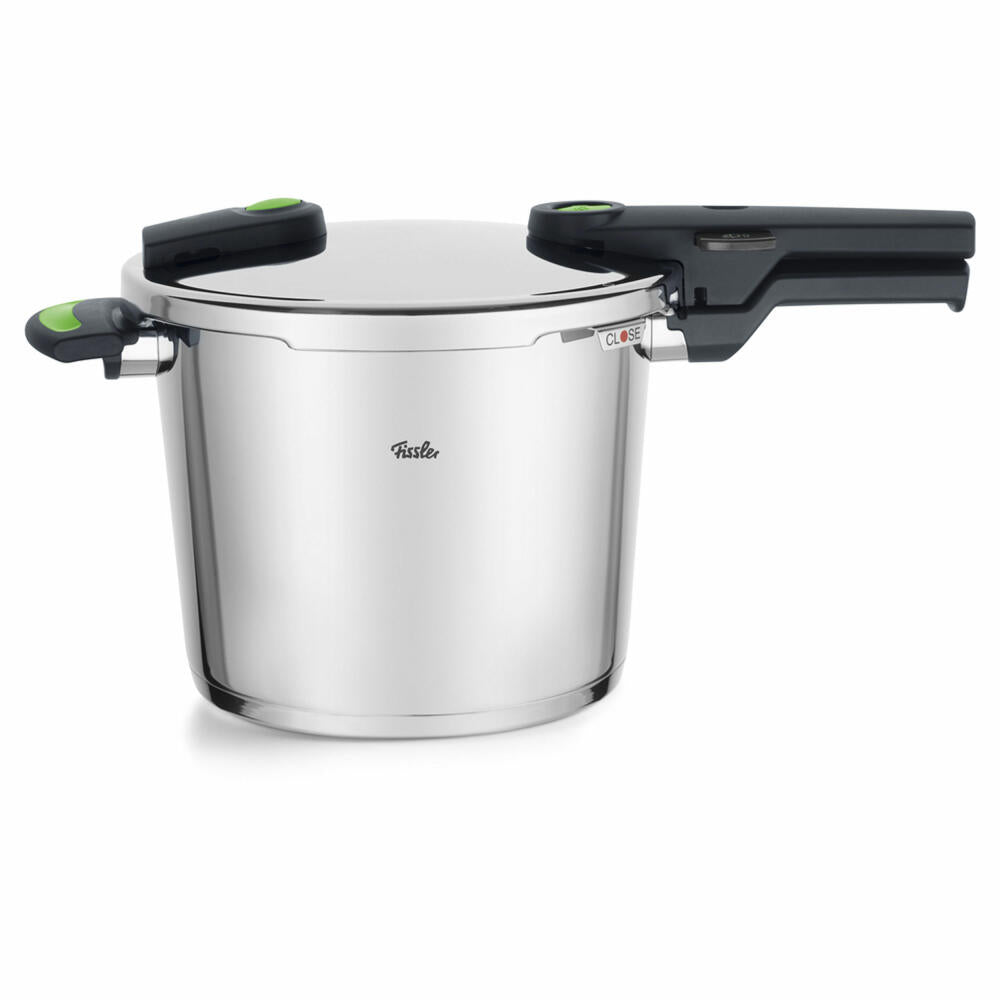 Fissler Schnellkochtopf Vitaquick green mit gelochtem Einsatz, Edelstahl 18/10, grün, 6 L, 600 350 06 070 0