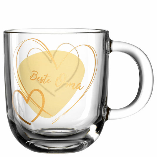 Leonardo Tasse Emozione Beste Oma, Henkelbecher, Kalk-Natron-Glas, Gelb, 400 ml, 033226