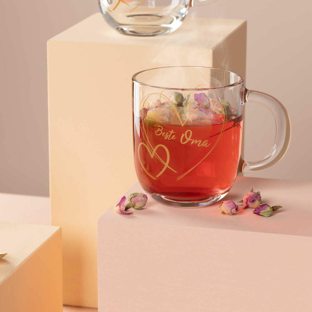 Leonardo Mug Emozione Best Grandma, Mug with Handle, Soda-Lime Glass, Yellow, 400 ml, 033226