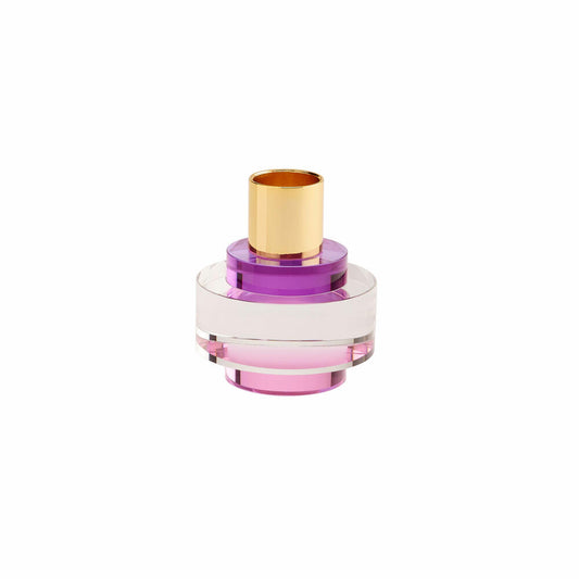 Gift Company Dioptrics Kerzenhalter, Rund, Kerzenständer, Kerzen Halter, Kristallglas, Lila, H 7 cm, 1086803014