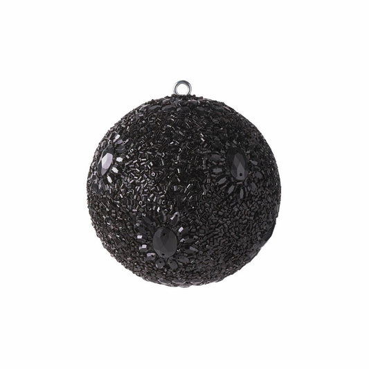 Gift Company Opium Weihnachtskugel, Blumenmuster, Perlen, Christbaumkugel, Baumschmuck, Glas / Kunststoff / Acryl, Schwarz, Ø 10 cm, 1075601002