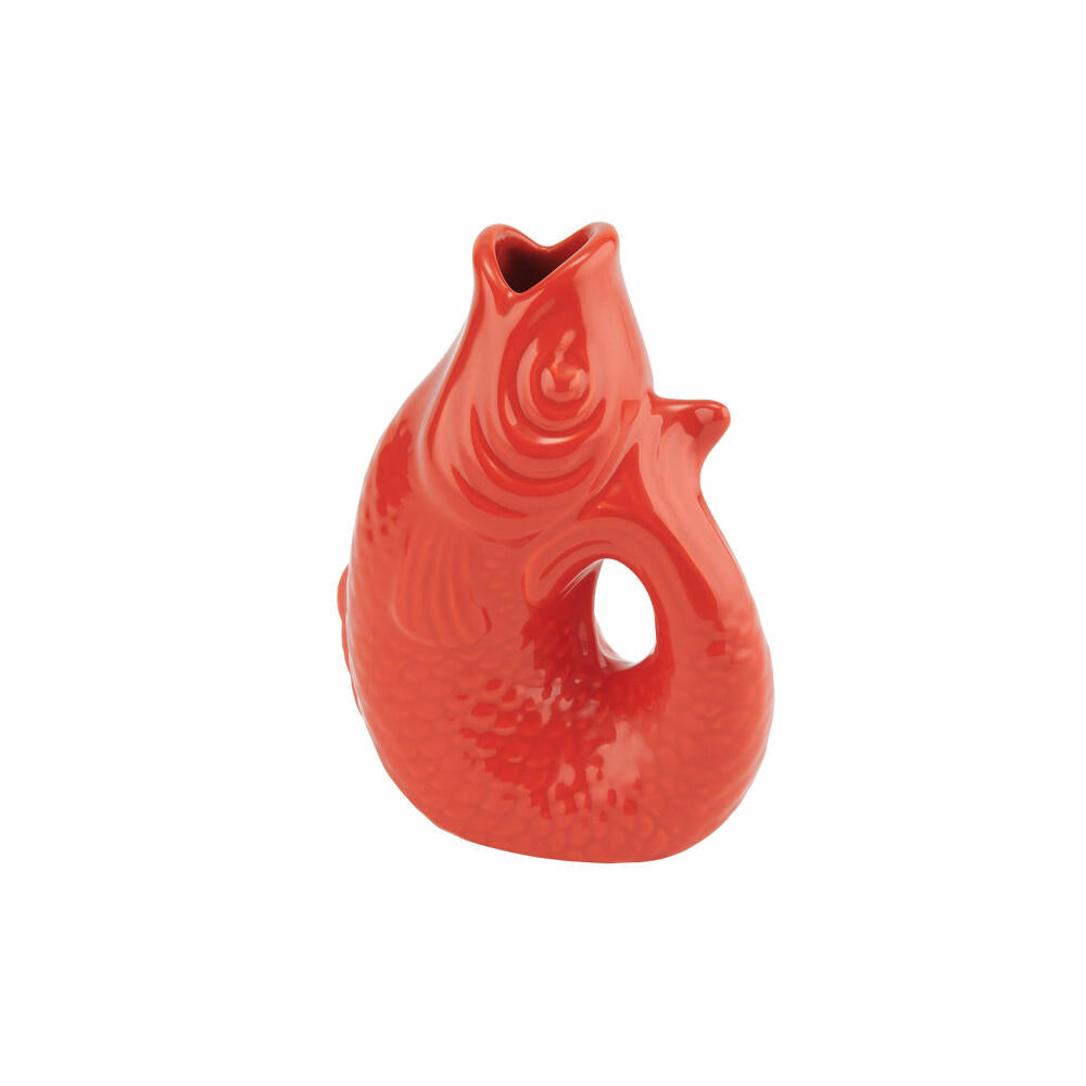 Gift Company Vase Monsieur Carafon S, decorative vase in fish shape, stoneware, coral red, 25 cm, 1087403003