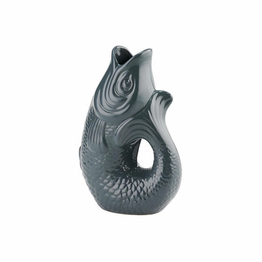 Gift Company Vase Monsieur Carafon S, decorative vase in fish shape, stoneware, grey, 25 cm, 1087403004