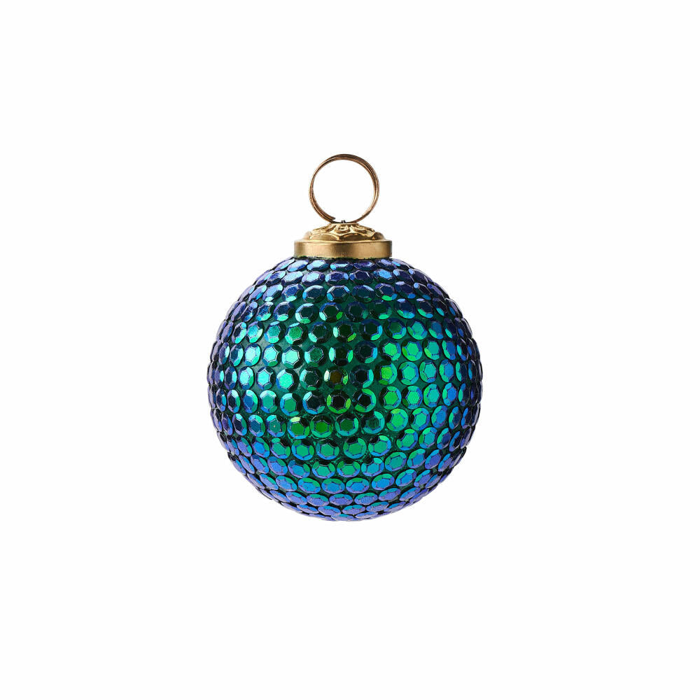 Gift Company Seoul Christmas ball, sequins, Christmas tree ball, tree decoration, glass, green, Ø 7 cm, 1073803008