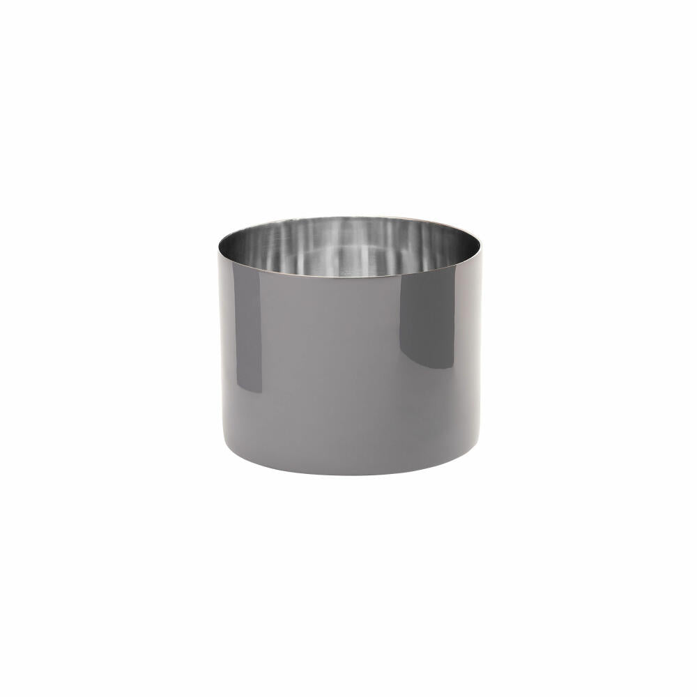 Gift Company Saigon Windlicht M, Teelichthalter, Kerzenhalter, Emaille, Edelstahl, Cool Gray / Silber, H 7.5 cm, 1084304061