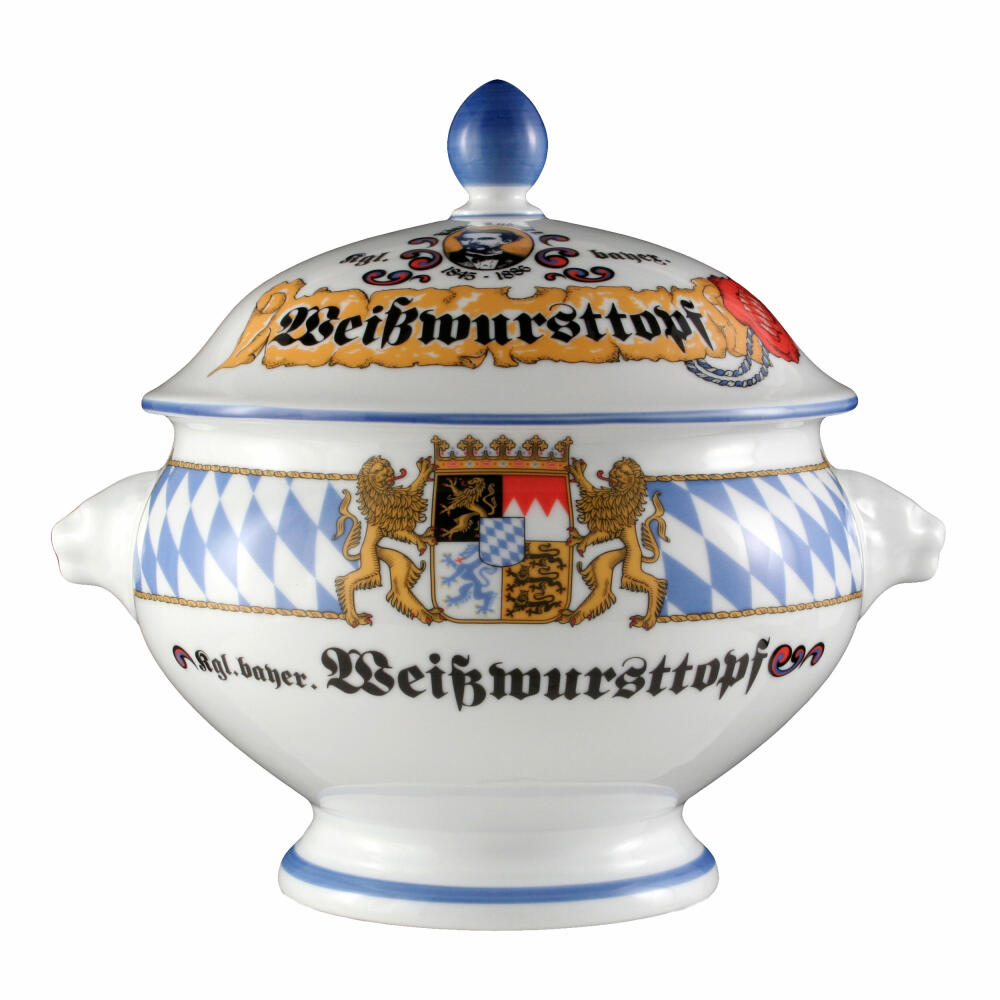 Seltmann Weiden Compact Terrine Lion's Head, with lid, white sausage pot, bowl, porcelain, 2 L, 001.454796
