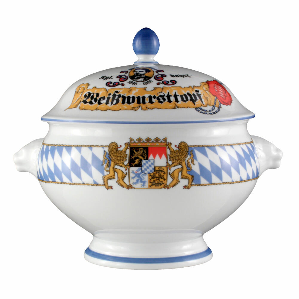 Seltmann Weiden Compact Terrine Lion's Head, with lid, white sausage pot, bowl, porcelain, 3 L, 001.455069