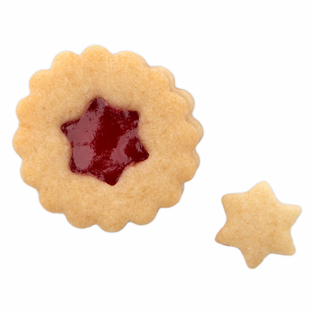 Städter Linzer cookie cutter star in ring wavy, cookie cutter, cookie mold, cookies, stainless steel, Ø 4 cm / H 1.5 cm, 124103