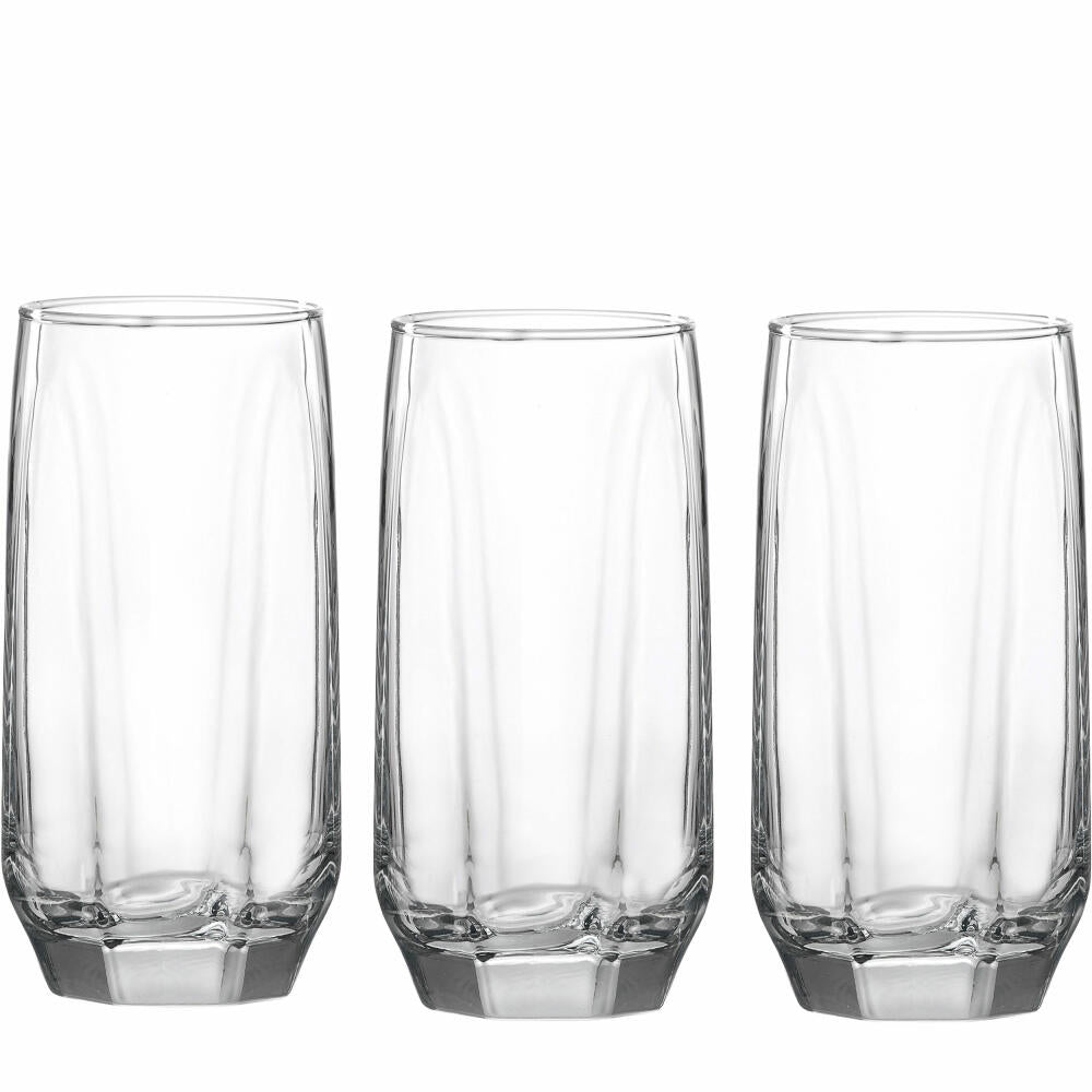 Ritzenhoff & Breker Longdrinkglas Ayala, 3er Set, Trinkglas, Saftglas, Wasserglas, Longdrink, Glas, Klar, 390 ml, 813197