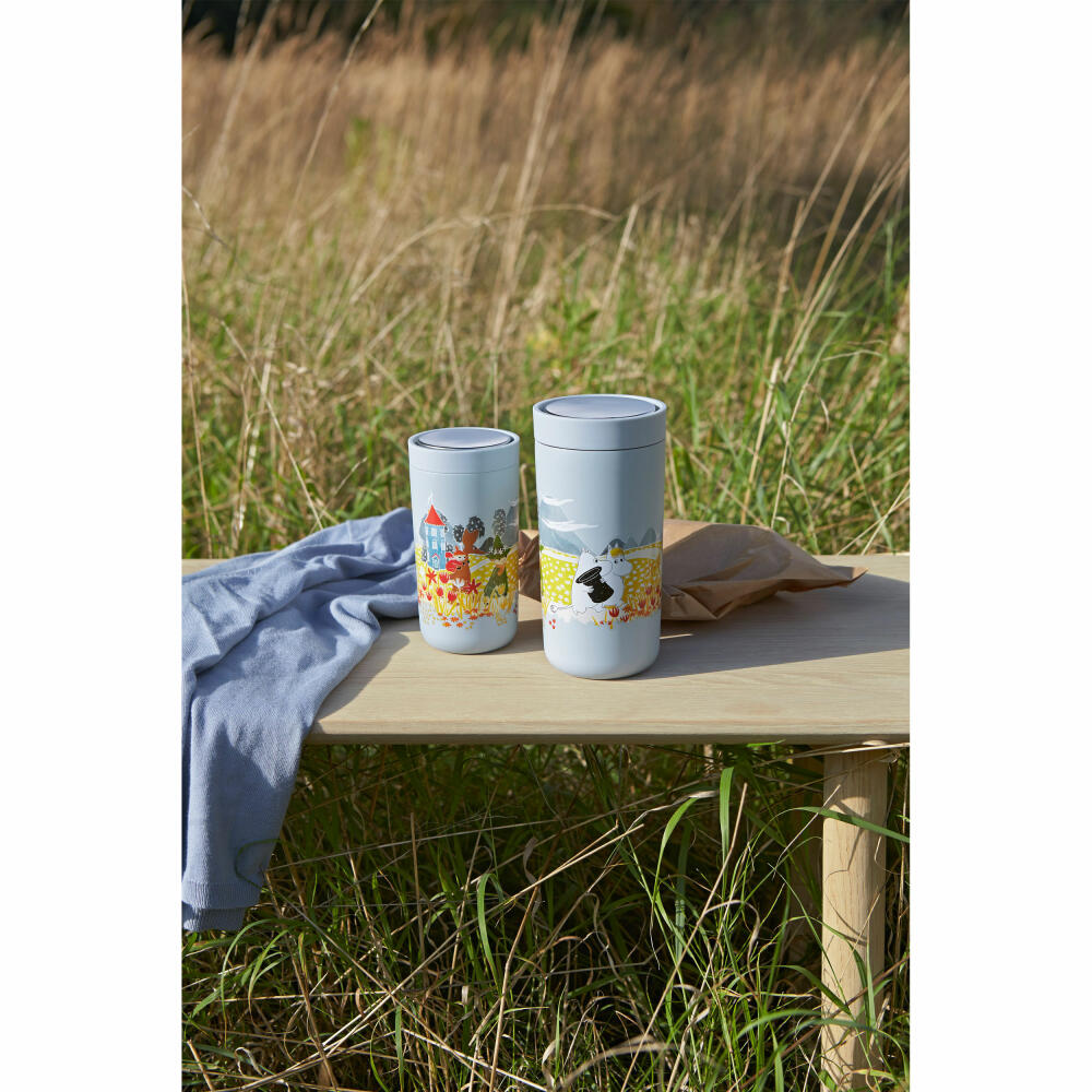 Stelton Thermobecher To Go Click Moomin Soft Sky, Isolierbecher, Edelstahl, Kunststoff, Blau, 200 ml, 1370-7