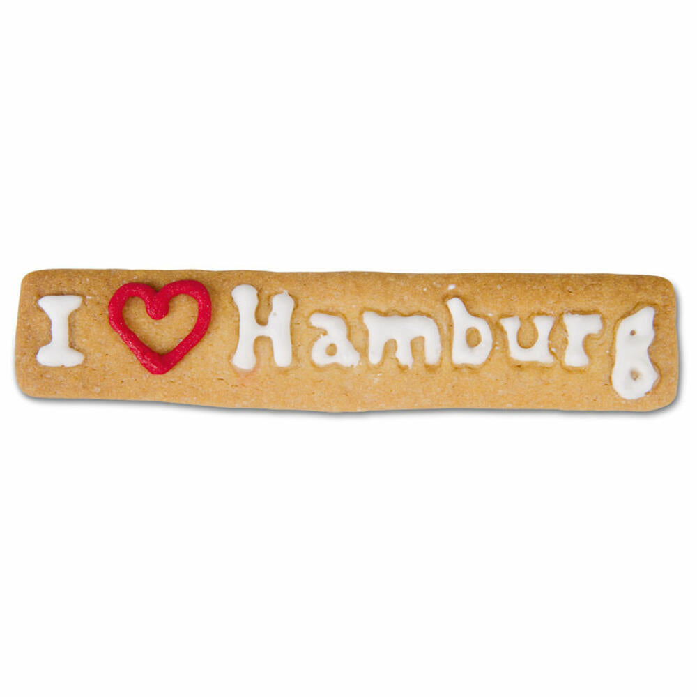 Städter Präge-Ausstecher I love Hamburg, Ausstechform, Plätzchenform, Keks, Plätzchen, Edelstahl, 11 cm, 216013