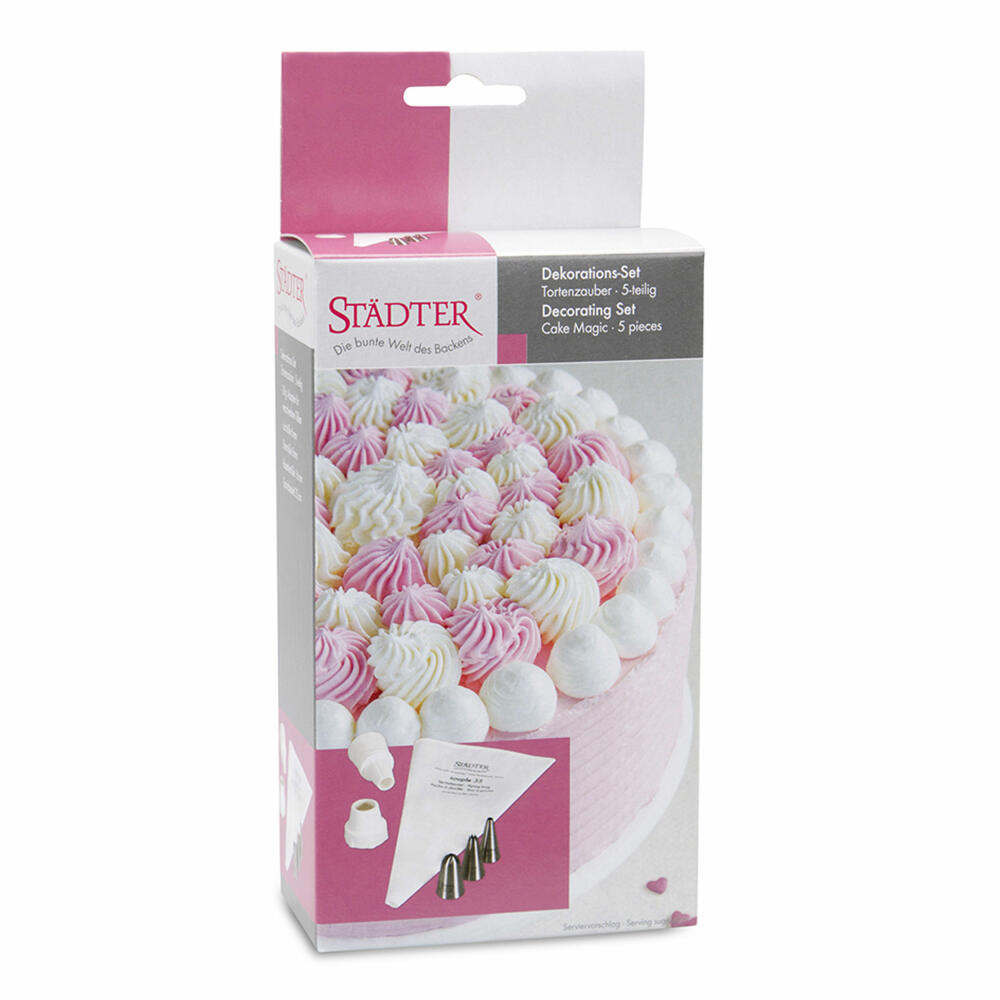 Städter Dekorations-Set Tortenzauber Set, 5-tlg., Tüllen, Garniertülle, Spritztülle, Kuchen Deko, 244030