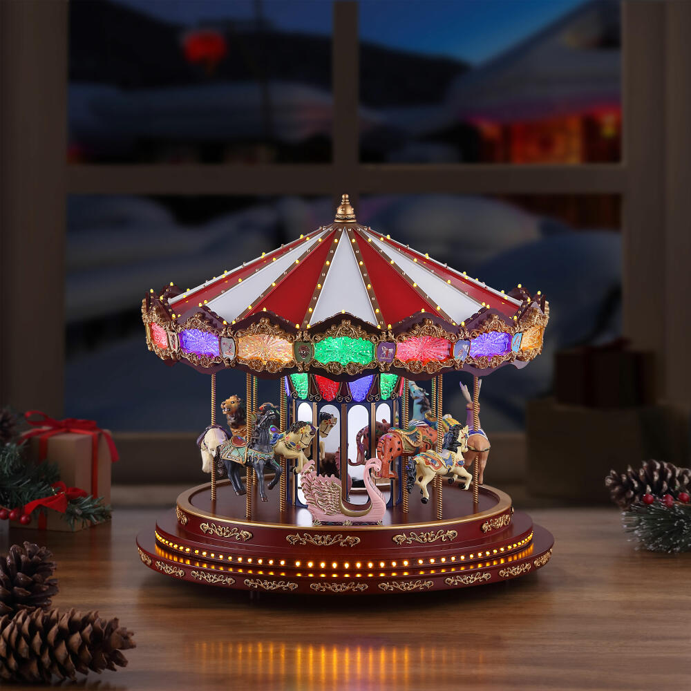 Mr Christmas Marquee Deluxe Carousel mit Adapter, Karussell, Spieluhr, Dekoration, 919790