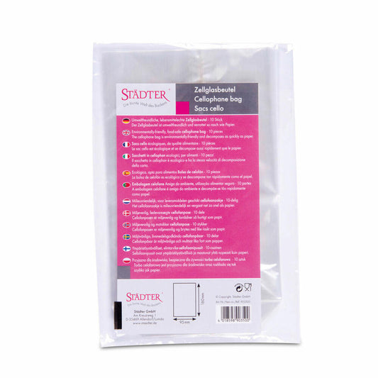 Städter Zellglasbeutel, 10er Set, Cellophanbeutel, Kekstüte, Plätzchentüten, Zellglas, 9.5 x 16 cm, 903500