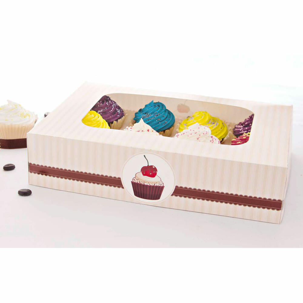 Städter Muffin- und Cupcakebox Kaffeehaus, für 12 Muffins, Transportbox, Muffinbox, Cupcake, Pappe, 33 x 16.5 x 7.5 cm, 336124