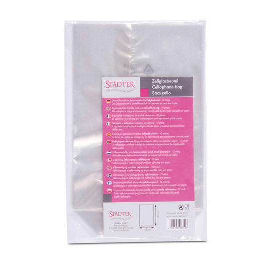 Städter Zellglasbeutel, 10er Set, Cellophanbeutel, Kekstüte, Plätzchentüten, Zellglas, 11.5 x 19 cm, 903517