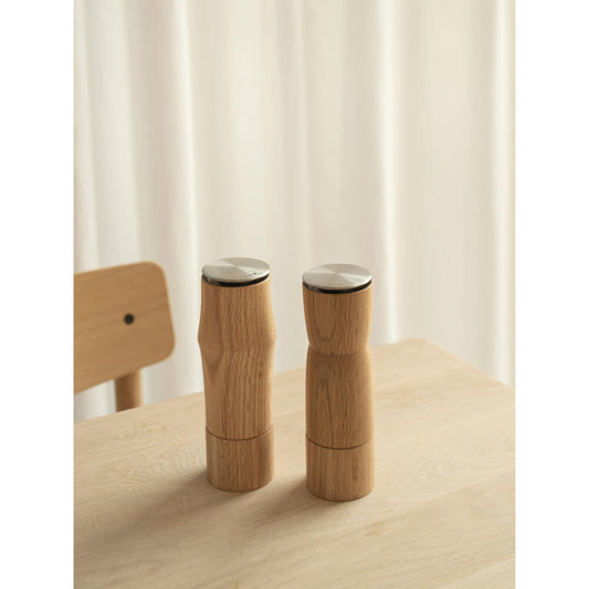 Stelton Salz & Pfeffermühle Storm, Gewürzmühle, Edelstahl, Kunststoff, Keramik-Mahlwerk, Aluminium, Holz, Braun, 1560