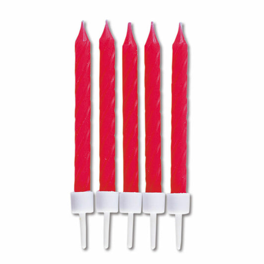 Städter Candles Birthday, 10 pieces, with holder, birthday candles, cake candles, cake, candle, red, 7.5 cm, 910133