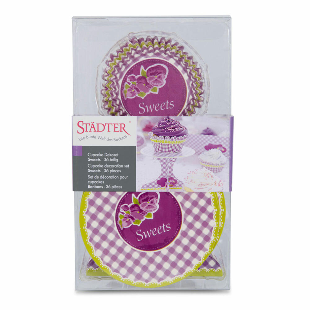 Städter Cupcake-Deko Sweets, 36-tlg., Mini Etagere, Backfömchen, Geburtstag, Party, Papier, 336155