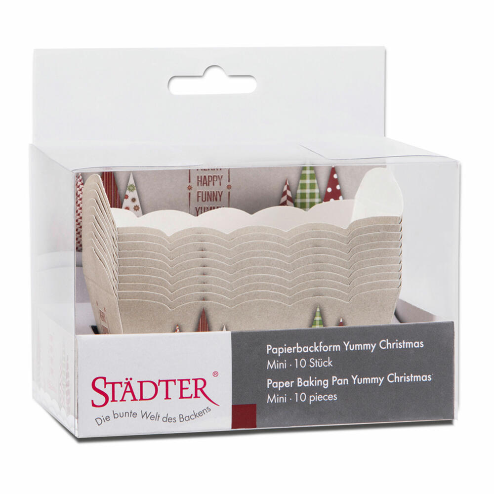 Städter Paper Baking Pan Yummy Christmas, 10 pieces, paper baking pan, cake pan, baking pan, paper, 7 x 4 x 4 cm, 337268