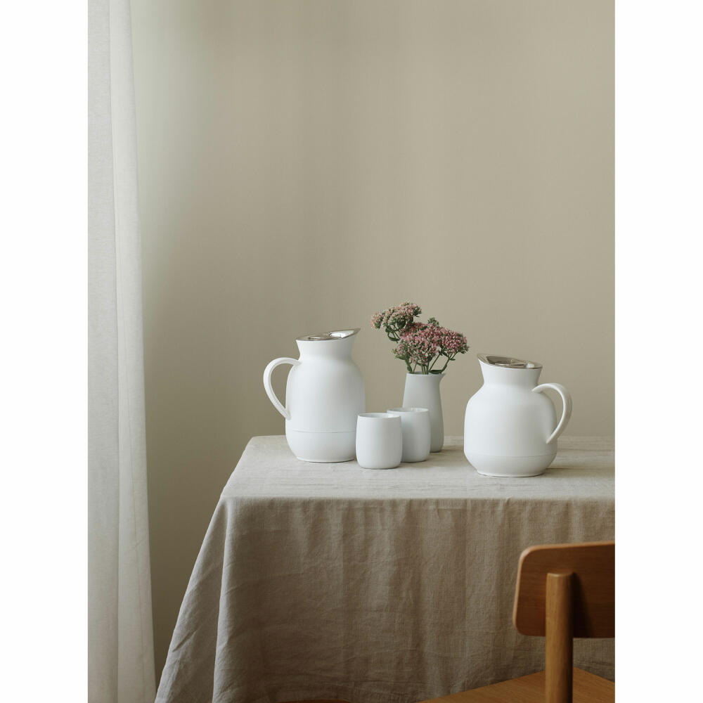 Stelton Isolierkanne Amphora für Tee, Teekanne mit Glaseinsatz, Thermokanne, Kunststoff, Soft White, 1 Liter, 222