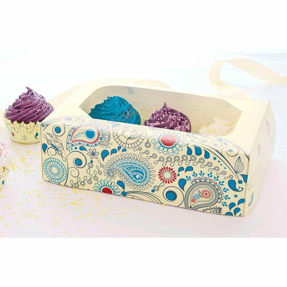 Städter Muffin- und Cupcakebox Paisley, 2er Set, für 6 Muffins, Transportbox, Muffinbox, Cupcake, Pappe, 24 x 16.5 x 7.5 cm, 336049