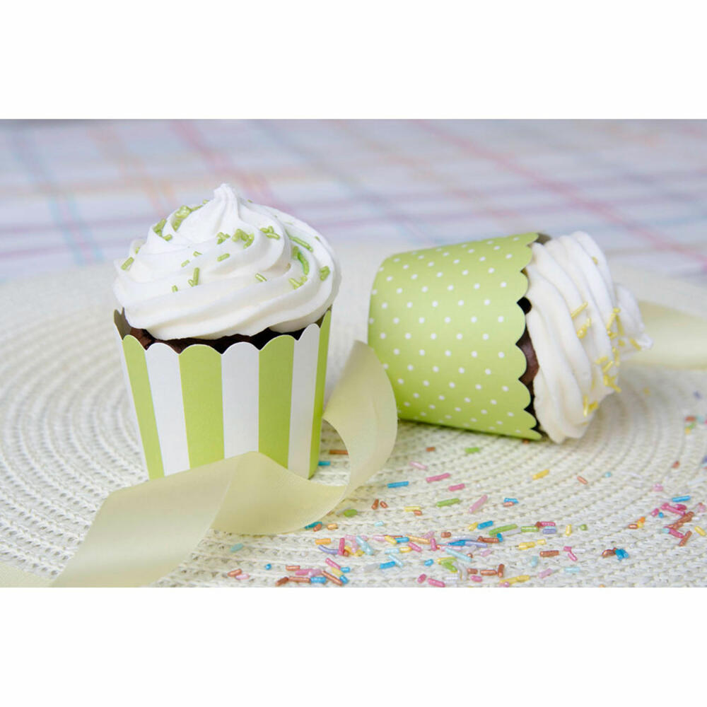 Städter Cupcake Baking Pan Light Green-White Mini, 12 Pieces, Paper Cases, Baking Cups, Paper Baking Cups, Paper, 337039