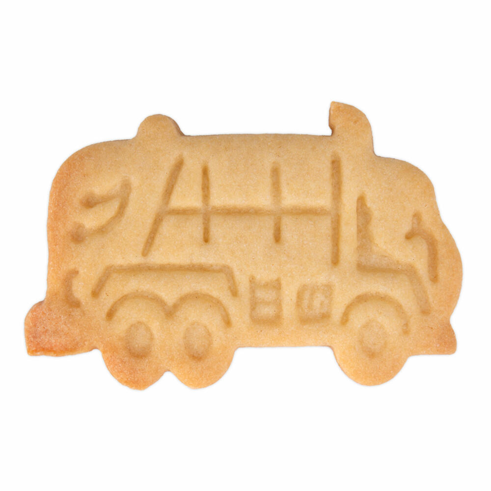 Städter embossed cookie cutter garbage truck, cookie cutter, cookie mold, PP plastic, orange, 7.5 cm, 171947