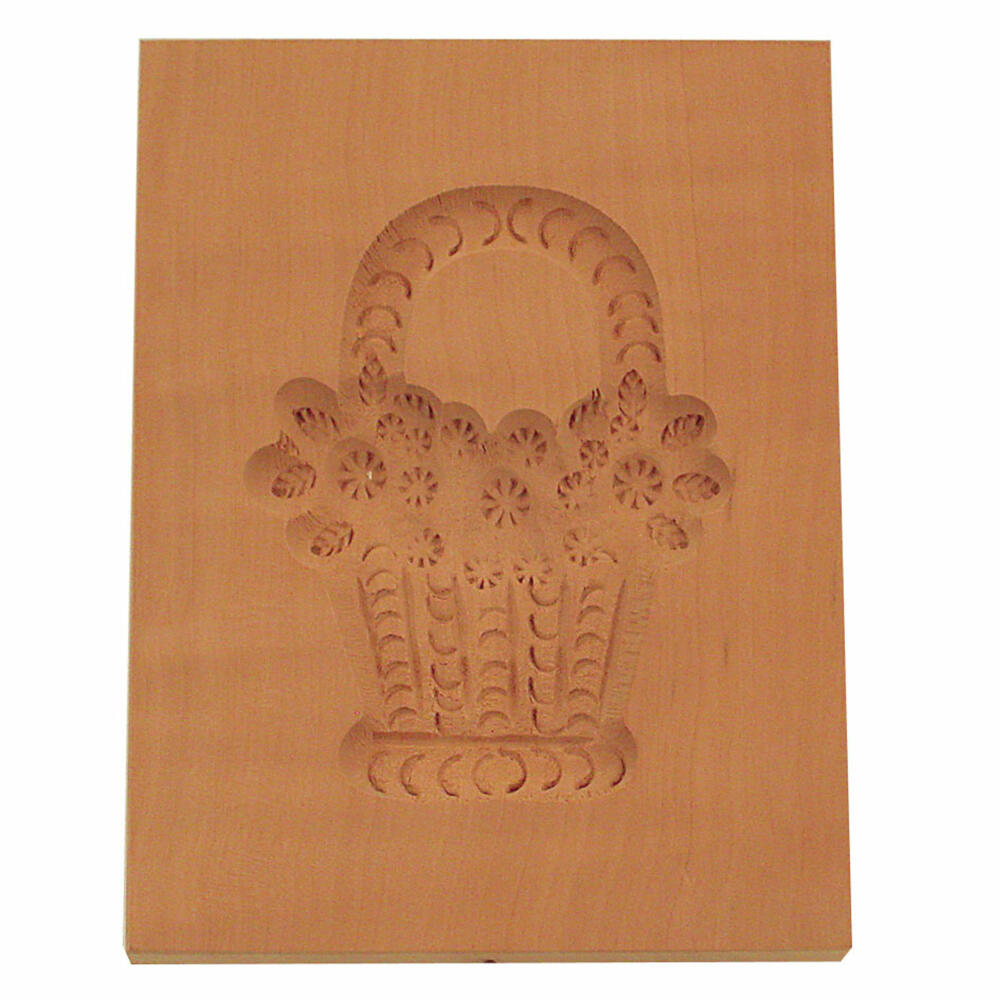 Städter Spekulatius-Model Flower Basket, Wooden Embossing Mold, Cookie Mold, Spekulatius Mold, Wood, 9 x 12 cm, 842113