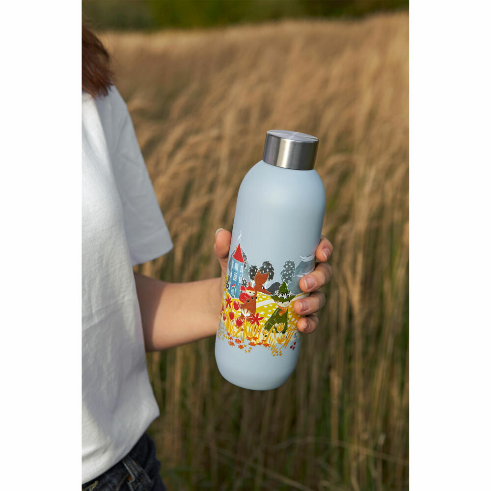 Stelton Trinkflasche Keep Cool Moomin Soft Sky, Edelstahl, Kunststoff, Blau, 0.75 L, 1372-7