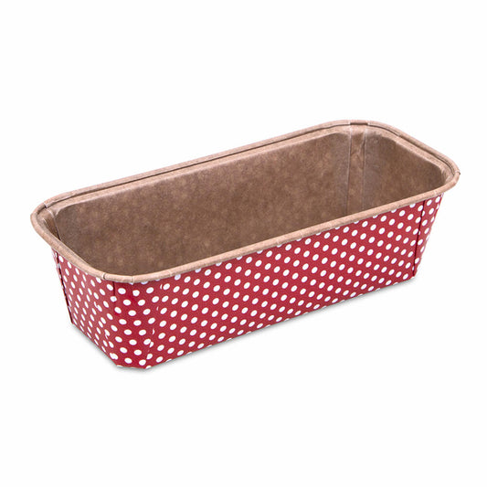 Städter Paper Baking Tin, Mini Loaf Tin, 6 Pieces, Paper Cases, Paper Baking Cups, Cake Tin, Red Dotted, 17.5 x 7 cm, 903838