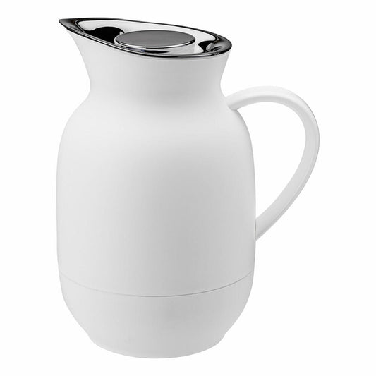 Stelton Isolierkanne Amphora für Kaffee, Kaffeekanne mit Glaseinsatz, Thermokanne, Kunststoff, Soft White, 1 Liter, 221