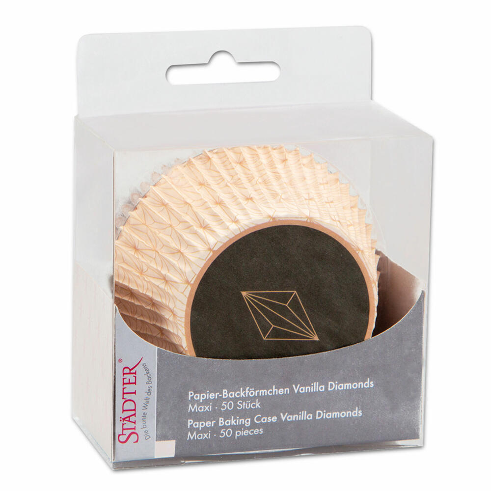 Städter Paper Baking Cups Vanilla Diamonds Maxi, 50 pieces, paper cups, baking pan, muffin cups, paper, 337329