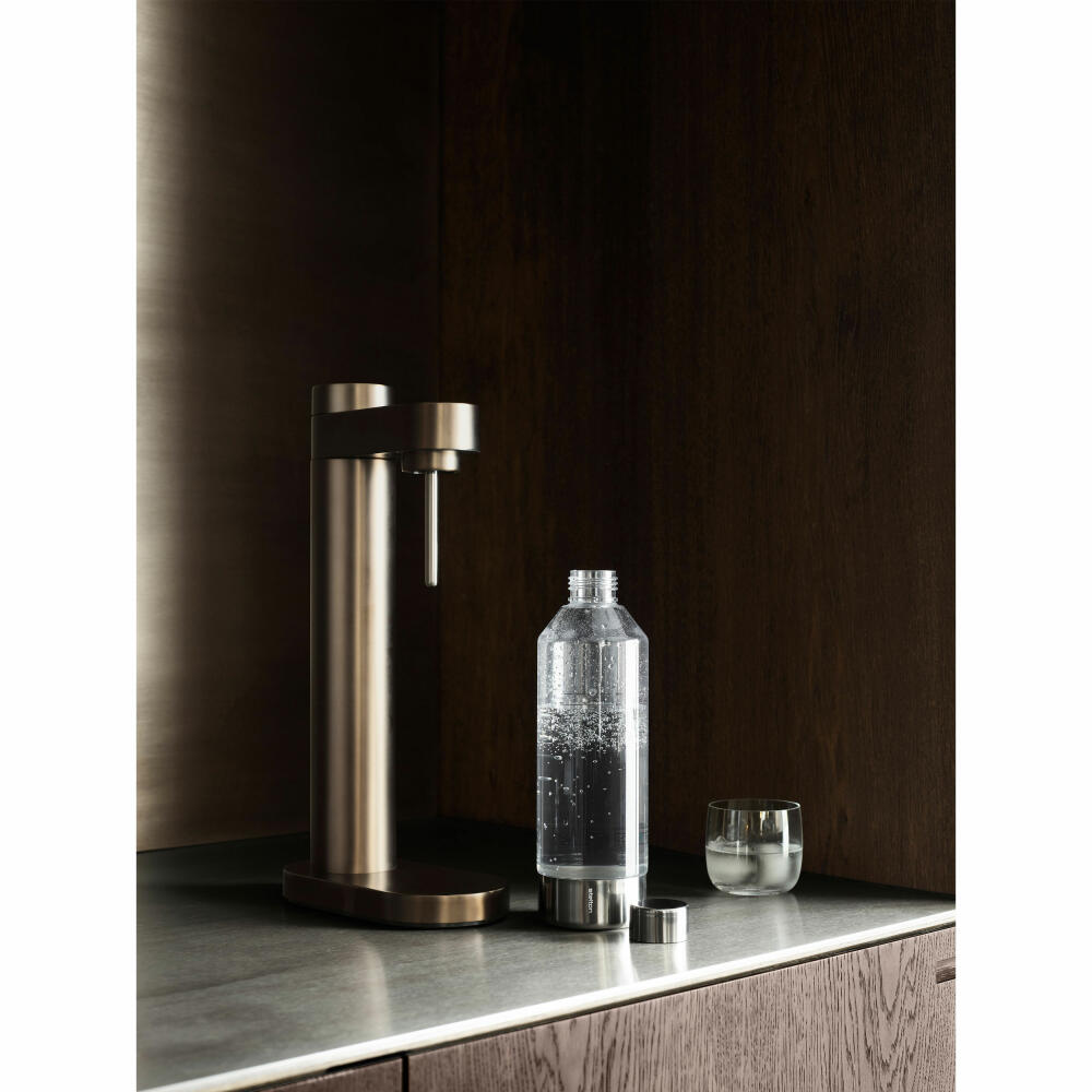 Stelton Brus water carbonator, for carbonated drinks, stainless steel, plastic, Dark Brown Metallic, 2100-2