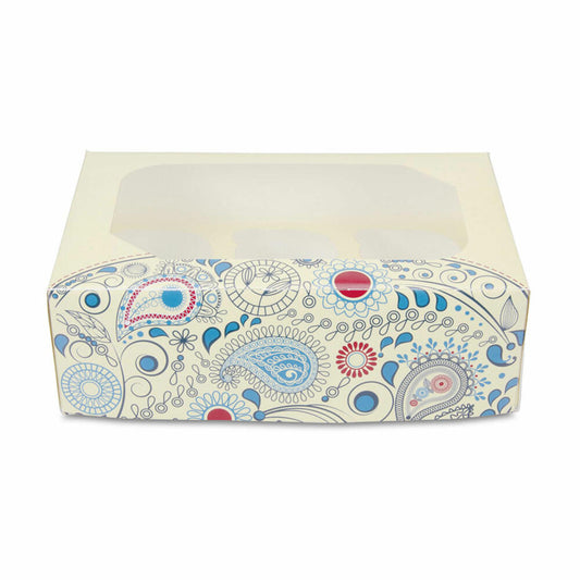 Städter Muffin- und Cupcakebox Paisley, 2er Set, für 6 Muffins, Transportbox, Muffinbox, Cupcake, Pappe, 24 x 16.5 x 7.5 cm, 336049