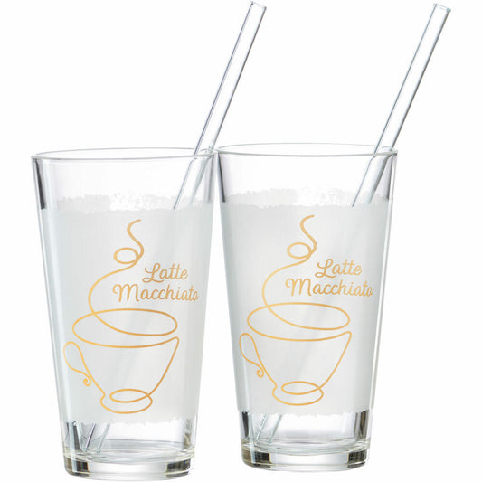 Ritzenhoff & Breker Set Latte-Macchiato Coffee, 4-tlg., Latte Macchiato Gläser, Kaffeeglas, mit Trinkhalm, Glas, 350 ml, 815962