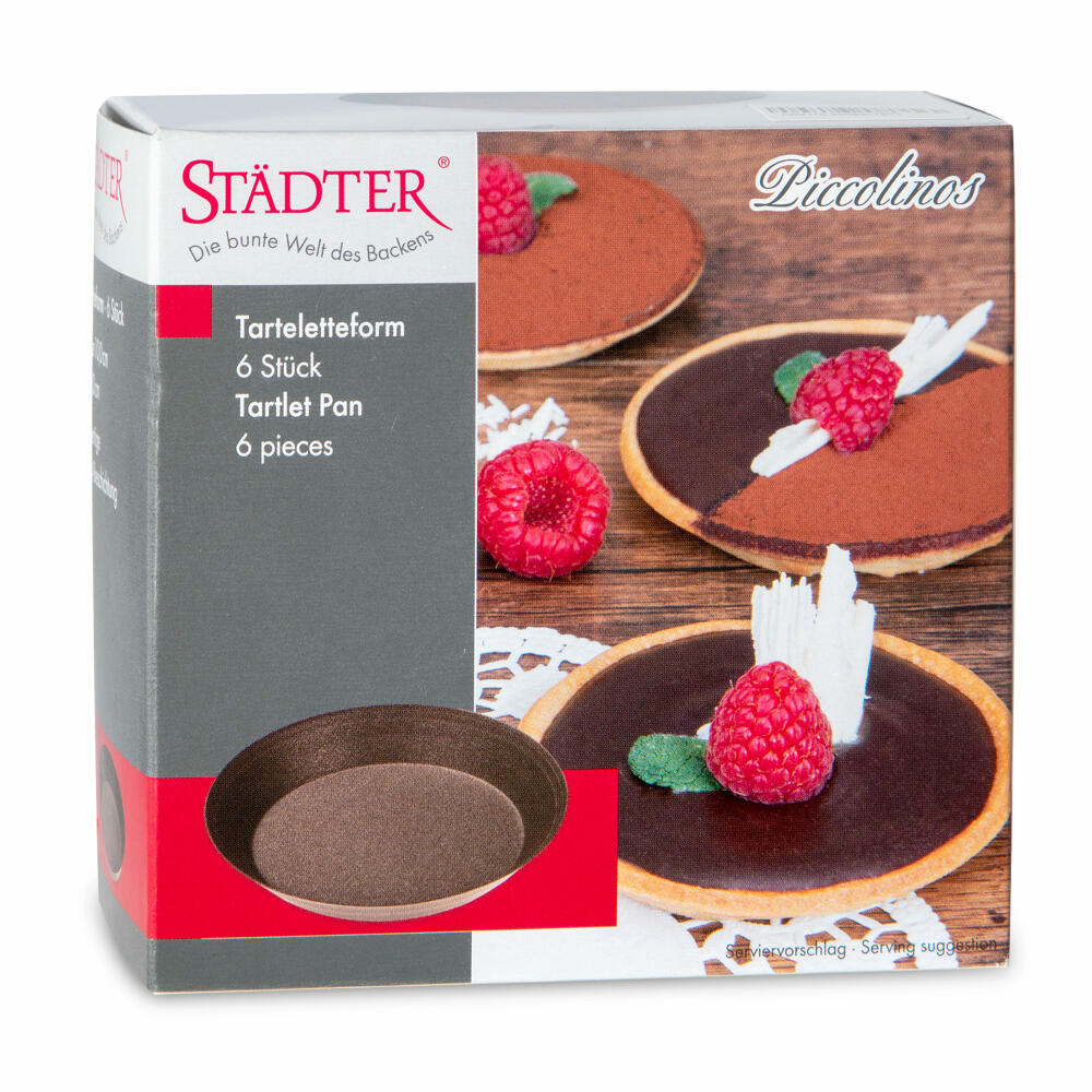 Städter baking pan tartlet, set of 6, tartlet pan, cake pan, cake baking pan, metal, Ø 10 cm, 825284