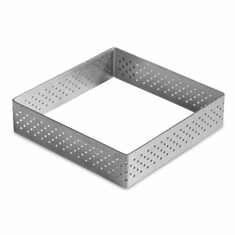 Städter Tart Frame Square, Perforated, Baking Frame, Baking Ring, Baking Pan, Stainless Steel, 8 x 8 cm / H 2 cm, 490611