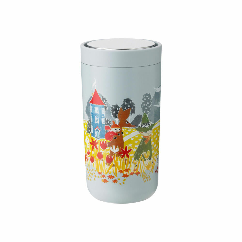 Stelton Thermobecher To Go Click Moomin Soft Sky, Isolierbecher, Edelstahl, Kunststoff, Blau, 200 ml, 1370-7