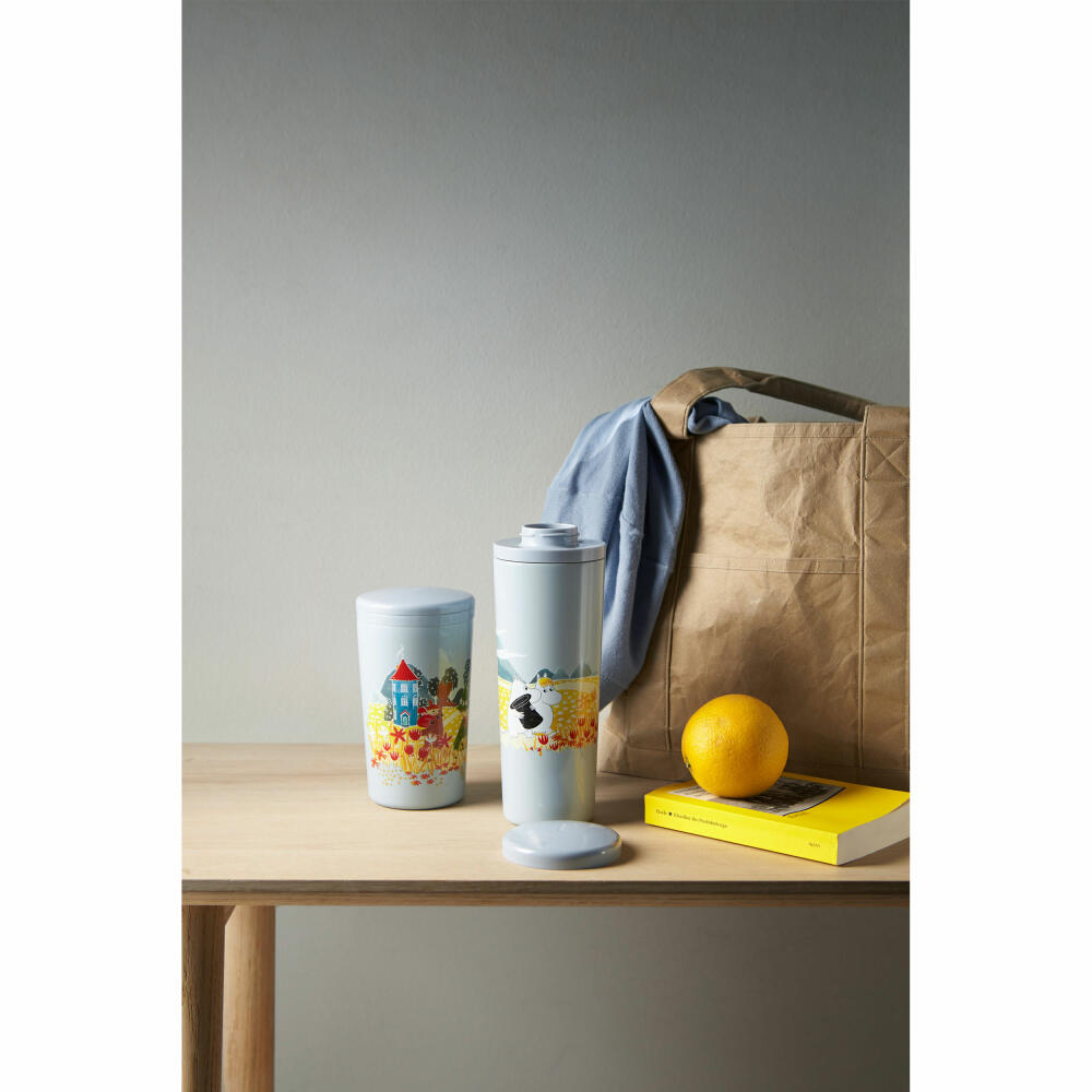 Stelton Termoflasche Carrie Moomin Sky, Isolierflasche, Edelstahl, Kunststoff, Blau, 0.5 L, 1374-7