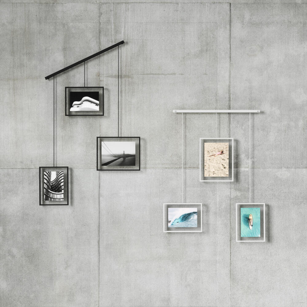 Umbra Bilderrahmen-Set Exhibit Foto Collage 3-tlg., für 10 x 15 und 13 x 18 cm, Stahl, Glas, Schwarz, 1016057-040