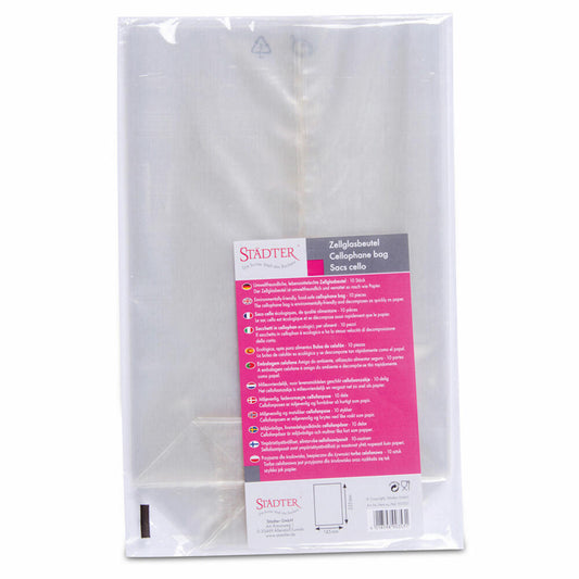 Städter cellophane bags, set of 10, cellophane bags, biscuit bags, cookie bags, cellophane, 14.5 x 23.5 cm, 903531