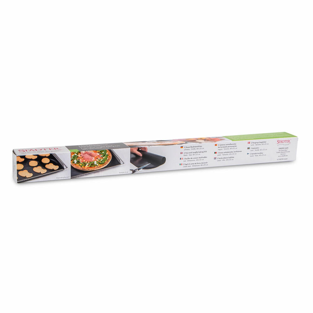 Städter permanent baking release liner, set of 2, permanent baking foil, baking paper, reusable, black, 33 x 40 cm, 409149